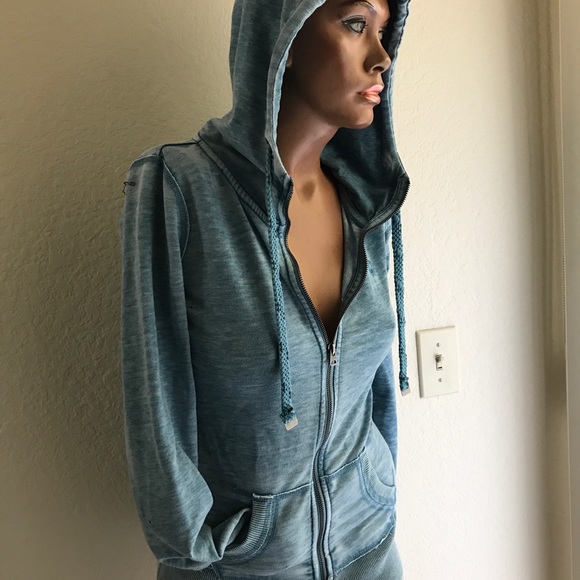 WAREHOUSE ONE Vintage Y2K Denim Blue HOODIE JACKET Size XS - Picture 4 of 4